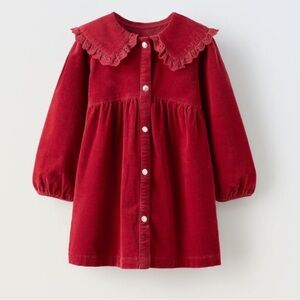 ZARA KIDS: Valentines Red Corduroy Dress, size 4-5